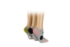 Caroline Gardner Light Grey 3 Pair Pack Fashion Trainer Liner Socks