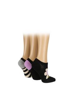 Caroline Gardner Black 3 Pair Pack Fashion Trainer Liner Socks