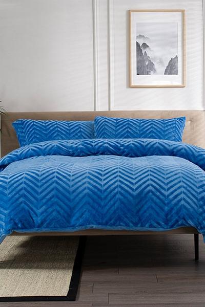 The Lyndon Company Blue Victoria Flannel Fleece Duvet Sets
