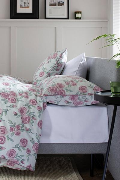 The Lyndon Company Pink Love Budd Printed Cotton Duvet Bedlinen