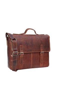 PRIMEHIDE Brown 'GL10' Leather Briefcase