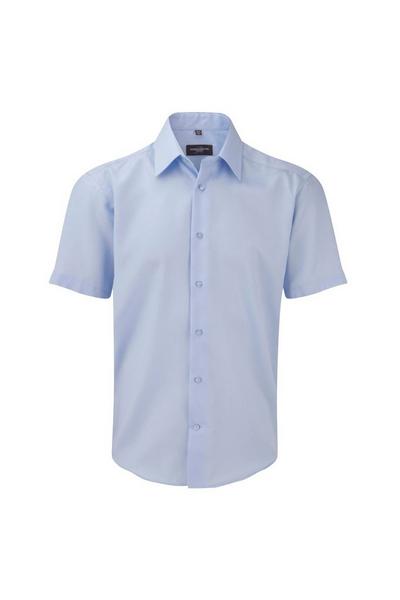 Russell Light Blue Collection Short Sleeve Tailored Ultimate Non-Iron Shirt