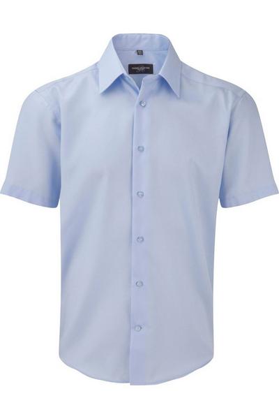 Russell Light Blue Collection Short Sleeve Tailored Ultimate Non-Iron Shirt