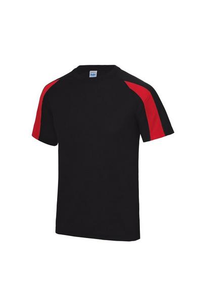 Just Cool Jet Black Contrast Cool Sports Plain T-Shirt