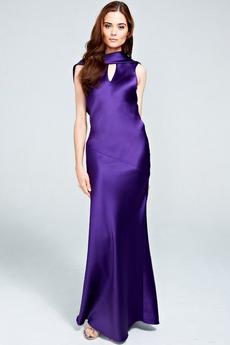 Hot Squash Purple Silky gown with cowl neck