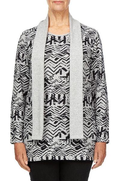 Tigi Grey Ash And Navy Tunic With Scarf