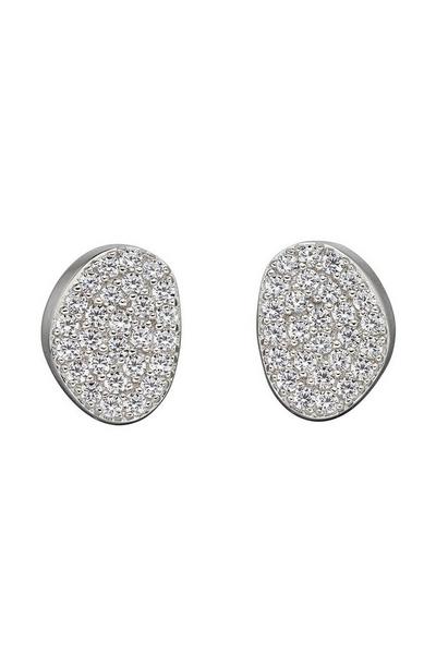 FIORELLI Silver Sterling Silver & CZ Organic Shape Stud Earrings