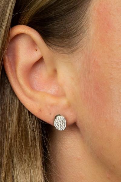 FIORELLI Silver Sterling Silver & CZ Organic Shape Stud Earrings