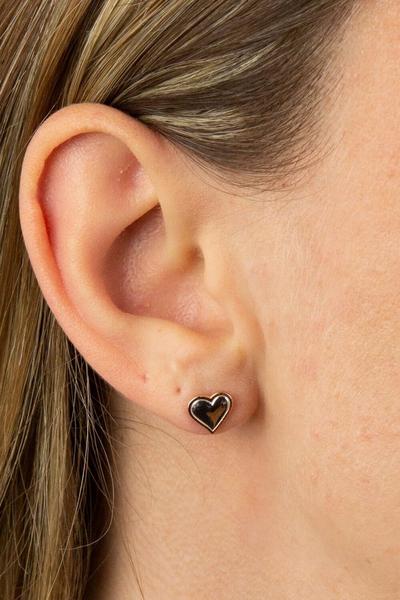 FIORELLI Silver Rhodium & Rose Gold Plated Silver Heart Stud Earrings