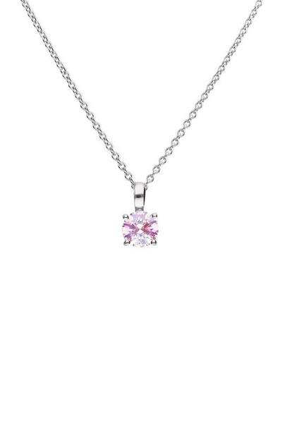 Diamonfire Silver Sterling Silver Light Pink CZ Round Solitaire Pendant Necklace