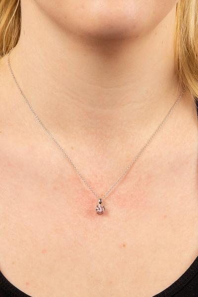Diamonfire Silver Sterling Silver Light Pink CZ Round Solitaire Pendant Necklace