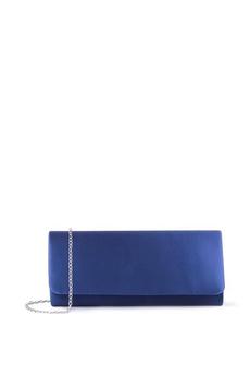 Paradox London Navy Satin 'Shadow' Clutch Handbag