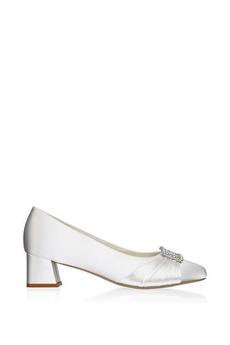 Paradox London Ivory Satin 'Brittney' Wide Fit Block Heel Shoes