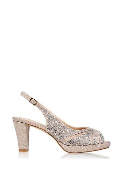 Paradox London Metallic Gold Glitter 'Linda' Low Platform Sling Back Sandal