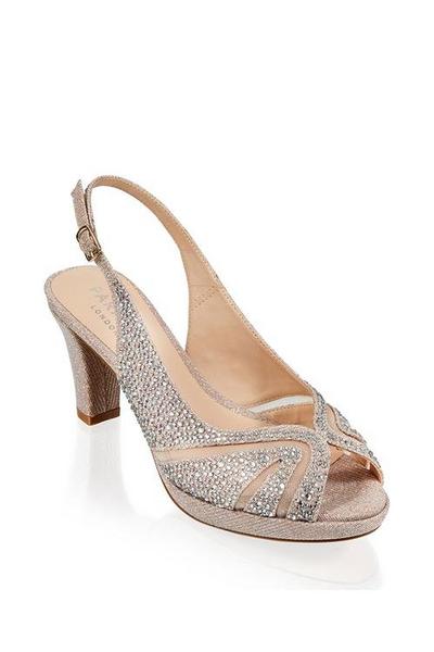 Paradox London Metallic Gold Glitter 'Linda' Low Platform Sling Back Sandal