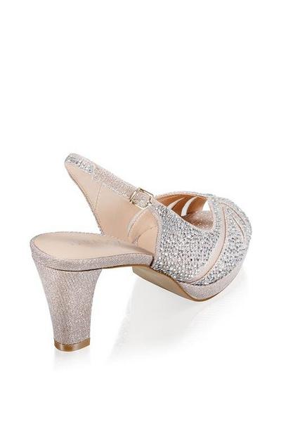 Paradox London Metallic Gold Glitter 'Linda' Low Platform Sling Back Sandal