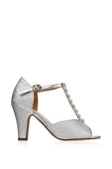 Paradox London Silver Glitter 'Rosie' T-Bar Sandals