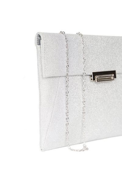 Paradox London Silver Glitter 'Drew' envelope clutch handbag