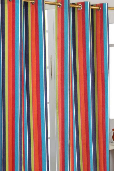 Homescapes Multi Multi Stripes Ready Made Eyelet Curtain Pair