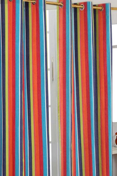 Homescapes Multi Multi Stripes Ready Made Eyelet Curtain Pair