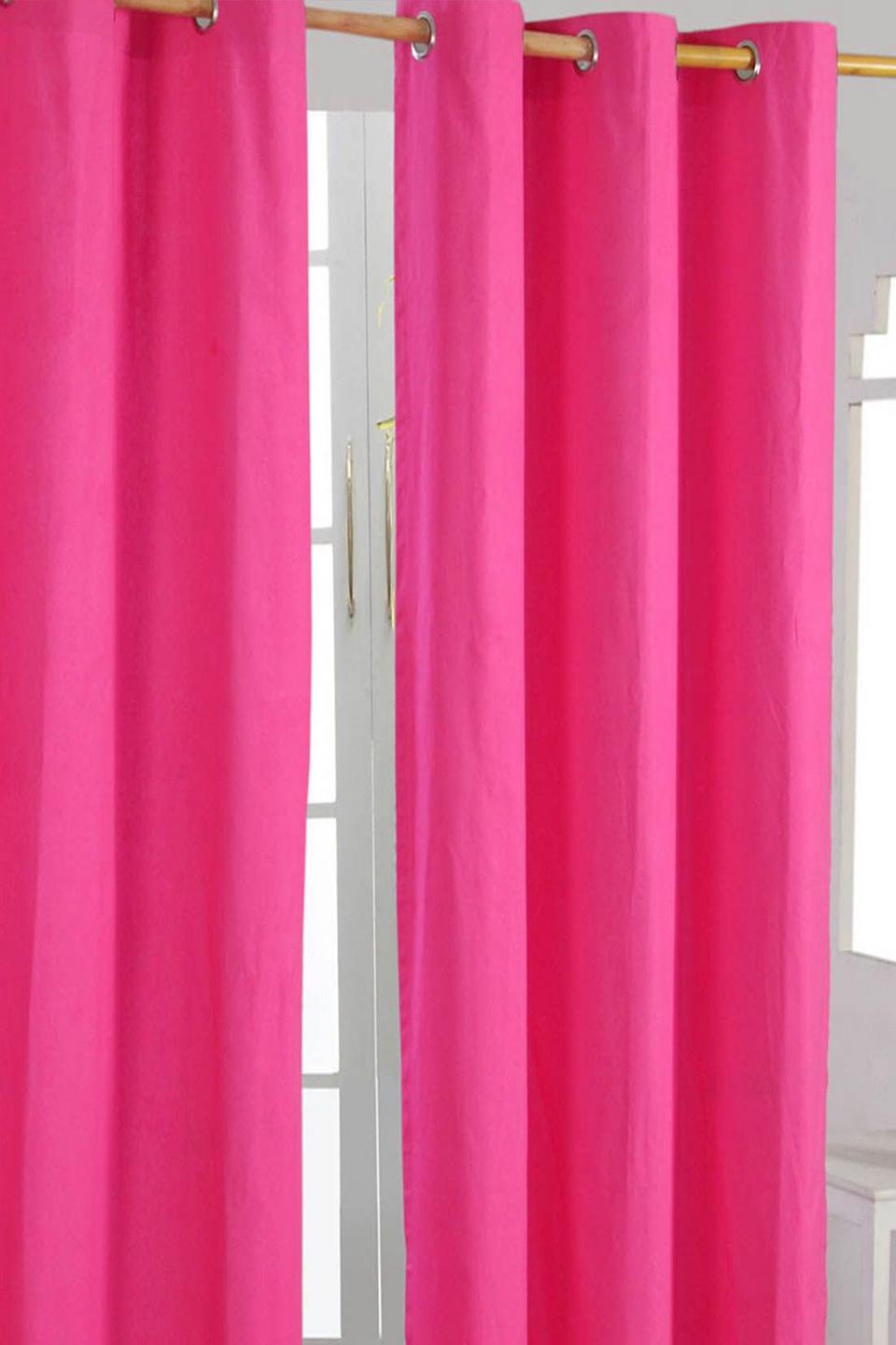 Curtains | Plain Cotton Ready Made Eyelet Curtain Pair | Homescapes