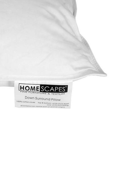 Homescapes White White Duck Down Surround Pillow