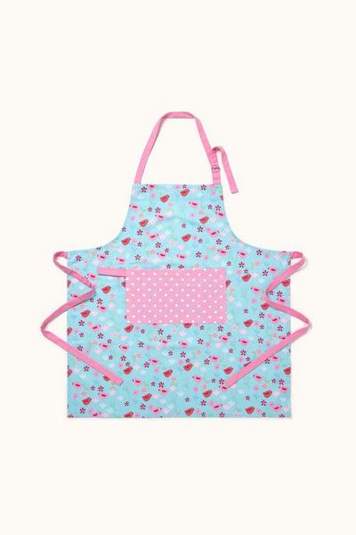 Homescapes Multi Birds and Flowers Pink Cotton Apron