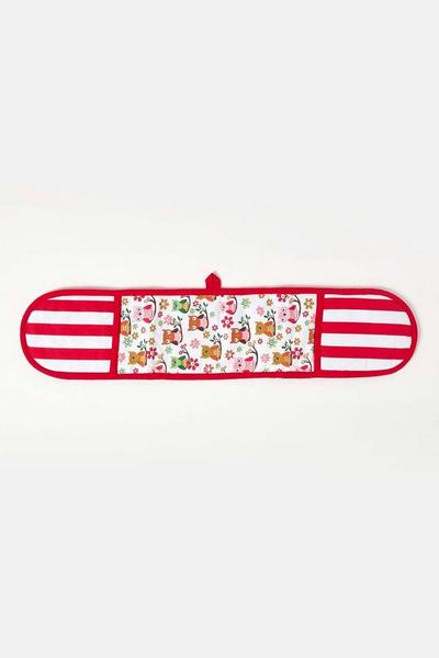 Homescapes Red Red Owls Cotton Double Oven Glove