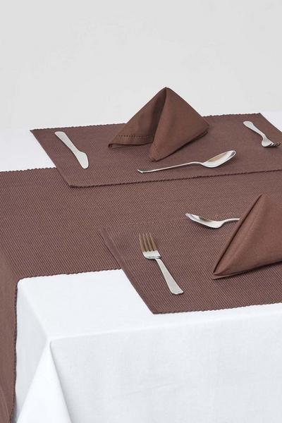 Homescapes Chocolate Cotton Plain Table Runner