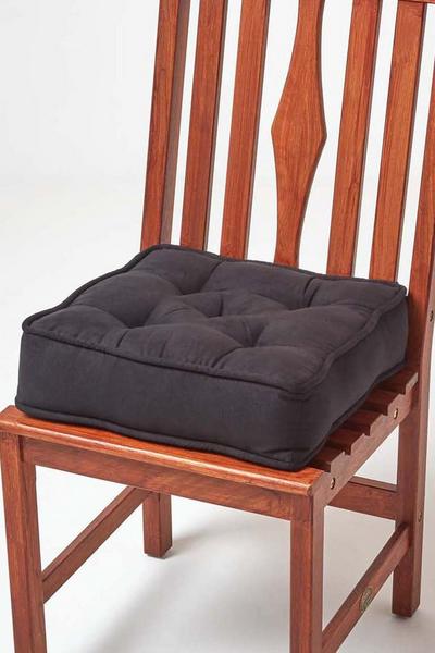 Homescapes Black Faux Suede Dining Chair Booster Cushion