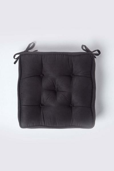 Homescapes Black Faux Suede Dining Chair Booster Cushion