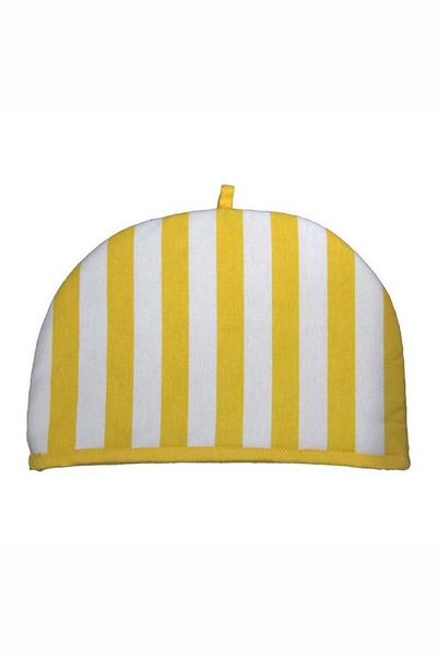 Homescapes Yellow Tea Cosy Double Design Yellow Stripes Teapot Warmer