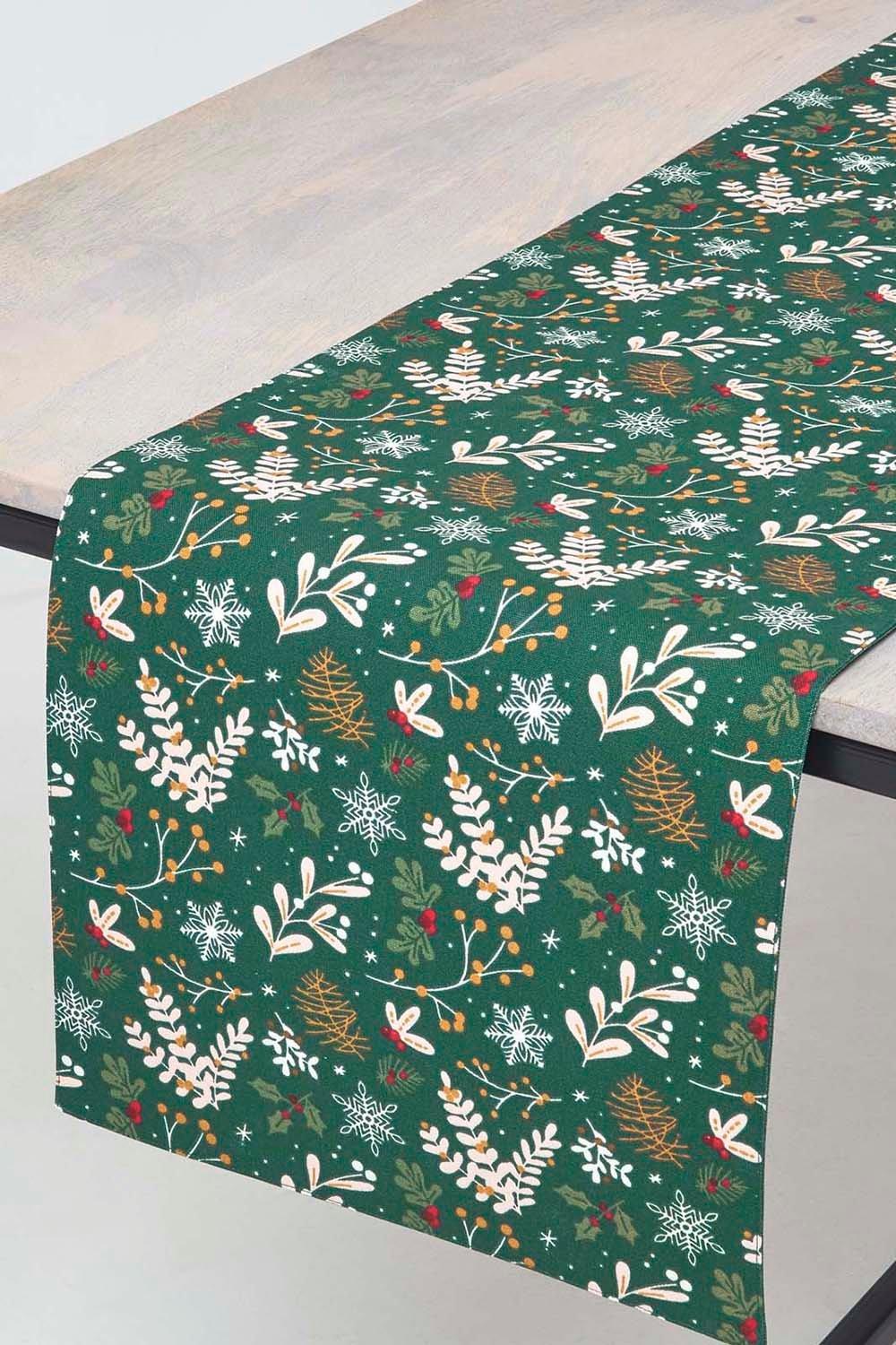 Table Linen & Mats | Festive Forest Green Christmas Table Runner 35 x ...