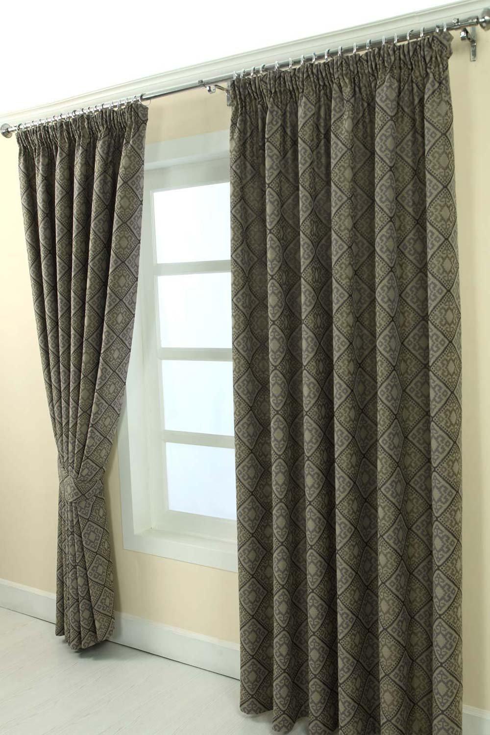 Curtains | Jacquard Curtain Abstract Aztec Design Fully Lined | Homescapes