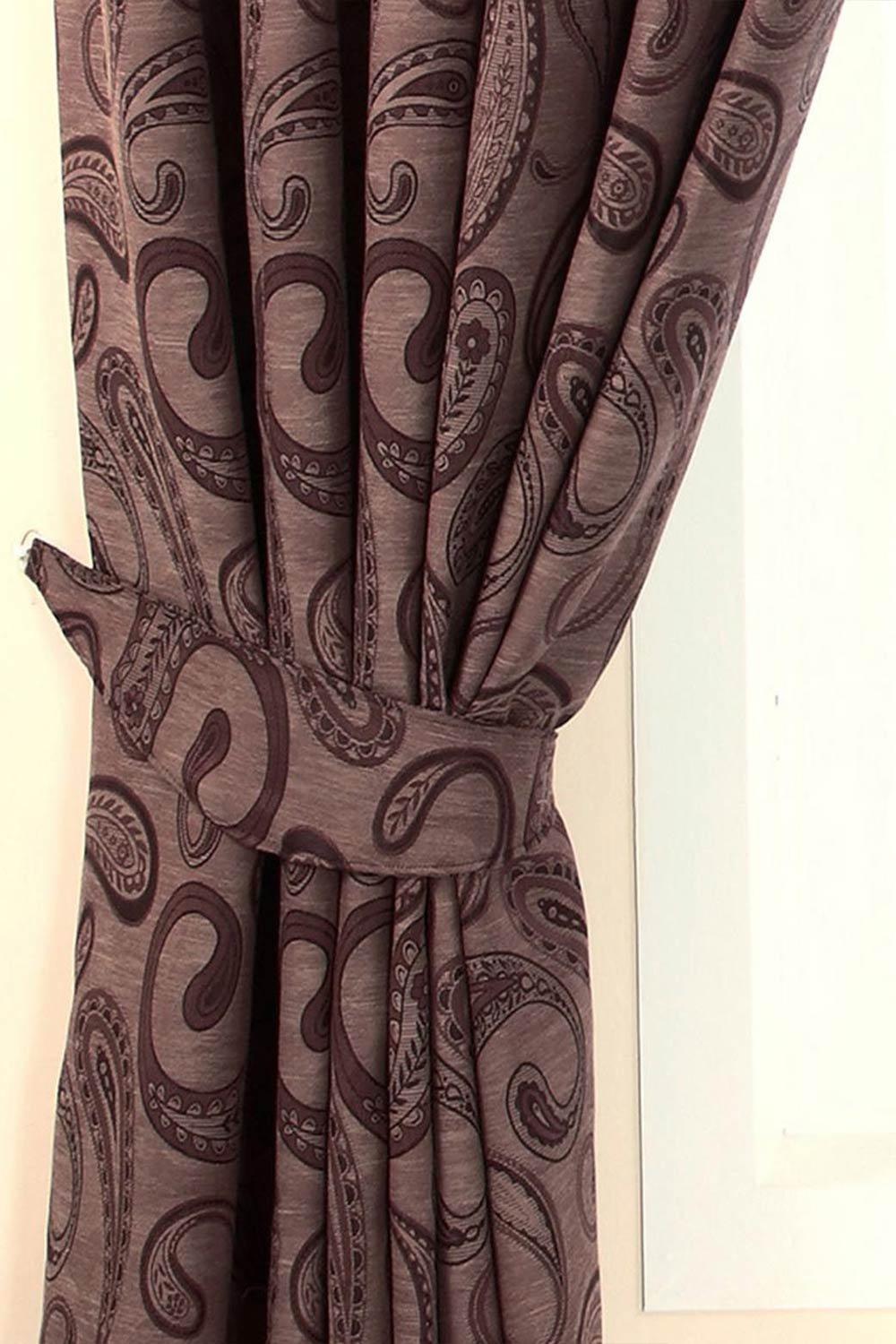 Curtains | Paisley Jacquard Curtain Tie Back Pair | Homescapes