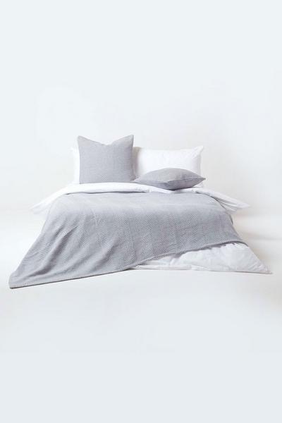 Homescapes Grey Cotton Halden Throw
