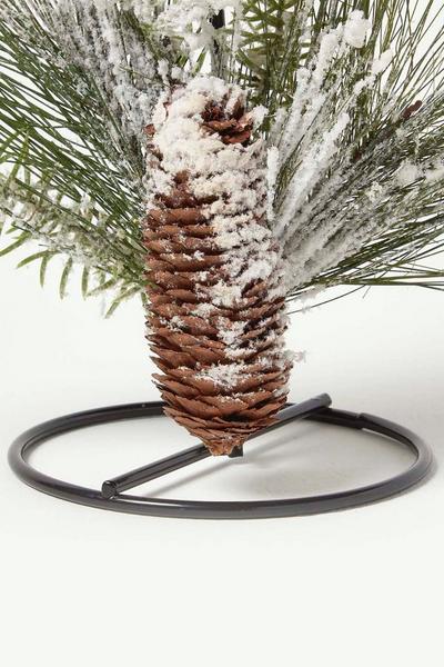 Homescapes Green Frosted Artificial Pine Branch Christmas Candle Holder
