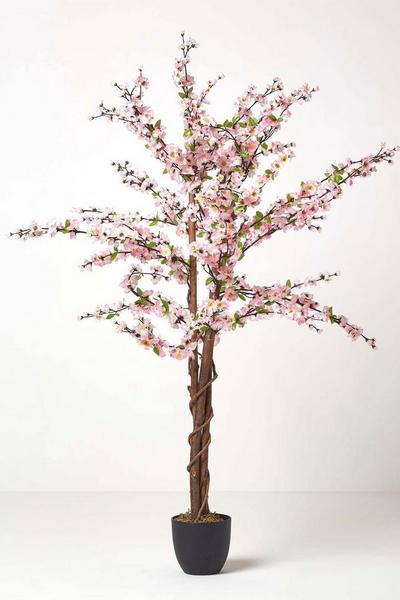Homescapes Light Pink Artificial Blossom Tree with Light Pink Silk Flowers - 5 Feet