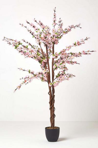 Homescapes Light Pink Artificial Blossom Tree with Light Pink Silk Flowers - 5 Feet