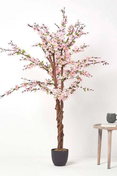Homescapes Light Pink Artificial Blossom Tree with Light Pink Silk Flowers - 5 Feet