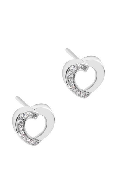 Pure Luxuries London Silver Gift Packaged 'Viviane' Rhodium 925 Silver Heart Earrings