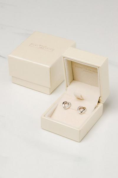 Pure Luxuries London Silver Gift Packaged 'Viviane' Rhodium 925 Silver Heart Earrings