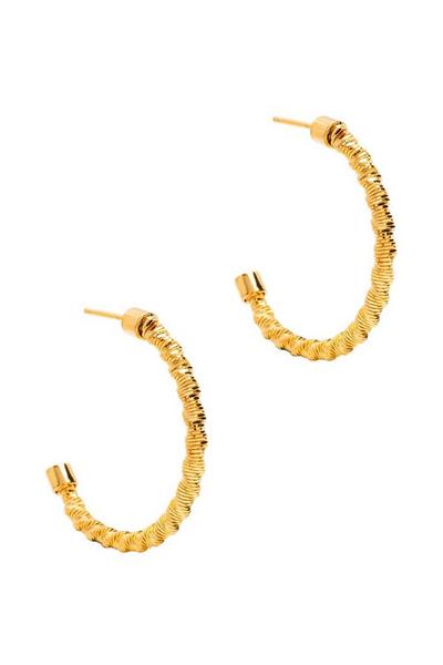 Pure Luxuries London Gold Gift Packaged 'Zofia' 18ct Gold Plated Sterling Silver Half Hoops