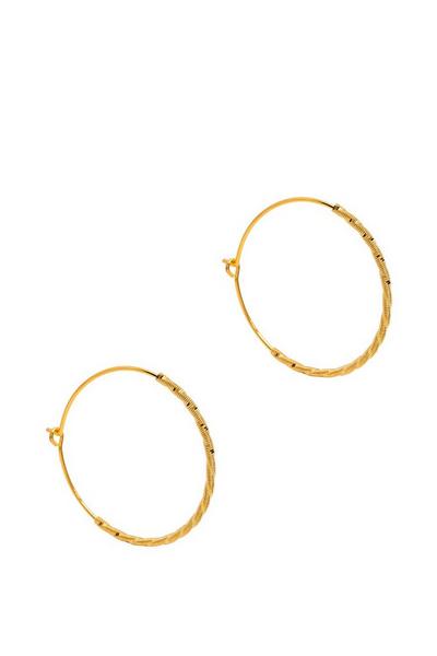 Pure Luxuries London Gold Gift Packaged 'Kessie' 18ct Gold Plated Sterling Silver Twist Hoops