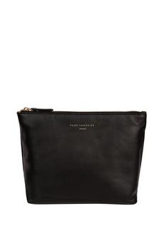 Pure Luxuries London Black 'Ealing' Leather Cosmetic Pouch