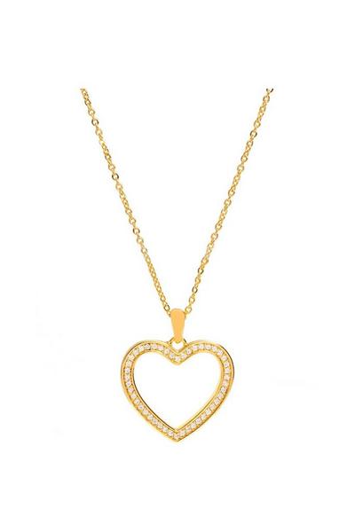 Pure Luxuries London Gold Gift Packaged 'Fontaine' 18ct Yellow Gold Plated 925 Silver & Cubic Zirconia Heart Pendant Necklace