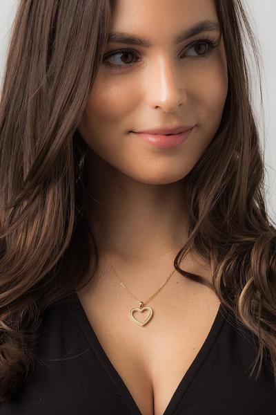 Pure Luxuries London Gold Gift Packaged 'Fontaine' 18ct Yellow Gold Plated 925 Silver & Cubic Zirconia Heart Pendant Necklace