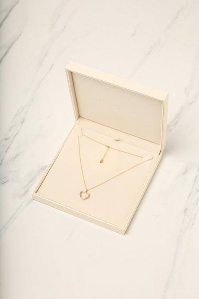 Pure Luxuries London Gold Gift Packaged 'Fontaine' 18ct Yellow Gold Plated 925 Silver & Cubic Zirconia Heart Pendant Necklace