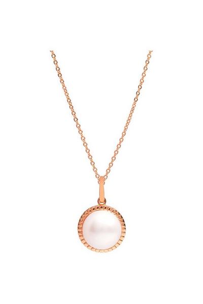 Pure Luxuries London Rose Gold Gift Packaged 'Cosmos' 18ct Rose Gold Plated 925 Silver Pearl Necklace