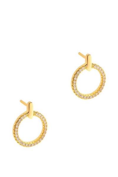 Pure Luxuries London Gold Gift Packaged 'Hervey' 18ct Yellow Gold Plated 925 Silver & Cubic Zirconia Earrings